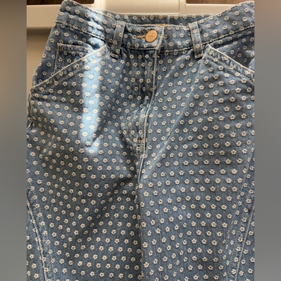 Damson Madder Maya Flower Jacquard Cargo Jeans in indigo blue co-ord UK 6 US 24 - Picture 5 of 14